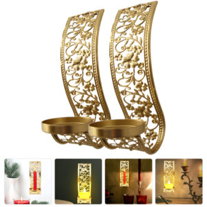 Hollow Wall Candle Holders Middle East Style Metal Craft Wall Candle Stand Candlestick Holder