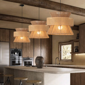Vintage Industrial Style Hemp Rope Chandelier Zen Meaning Tea Room Homestay Restaurant Hotel Rattan Woven Home Decoration Light