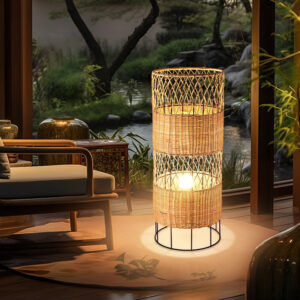 Chinese Handmade Rattan Led Floor Lamps for Living Room Sofa Side Standing Lamp Bedroom Bedside Light Table Ambient Lights