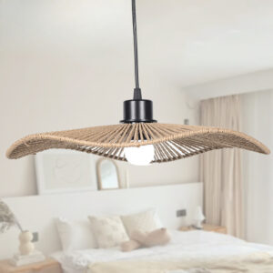 Pendant Lamp Shade Paper Rope Rattan Boho Handwoven Wicker Lampshade Home Deco Interior