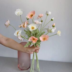 Artificial Flowers Fake Poppy Silk Flowers Long Stem Housewarming Garden Table Wedding DIY Party Wedding Bridal Bouquet Decor