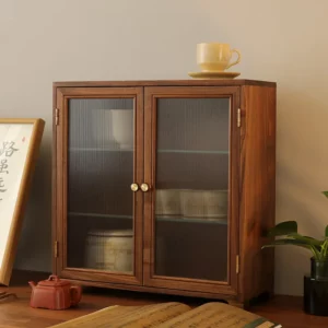 Desktop Storage Boxes Wooden Glass Storage Cabinets Storage Racks Wooden Household Multi-Layer Cosmetics Organizer Box