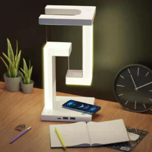 LED Suspending Anti-gravity Night Light with 10W Wireless Charger Desk Lamp Dimmable LED Table Lamp For Bedroom Bedside Decor