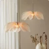Nordic Fabric Led Flower Pendant Light for Living Room Loft Hanging Lamps Home Decoration Cream Style Dedroom Chandelier
