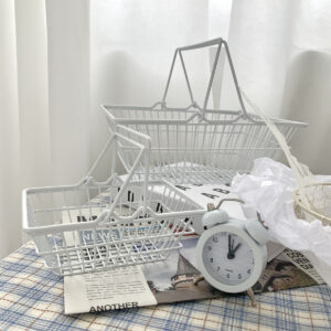 Girl Heart Cute Metal Mini  Pink Purple White Iron Small Basket Office Home Desktop Storage Basket Cosmetic Storage