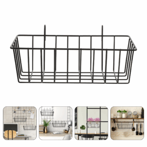 Wall Hanging Storage Rack Wire Baskets Toilet Holder Shelf Kitchen Organizer Metallic Line Iron Bathroom