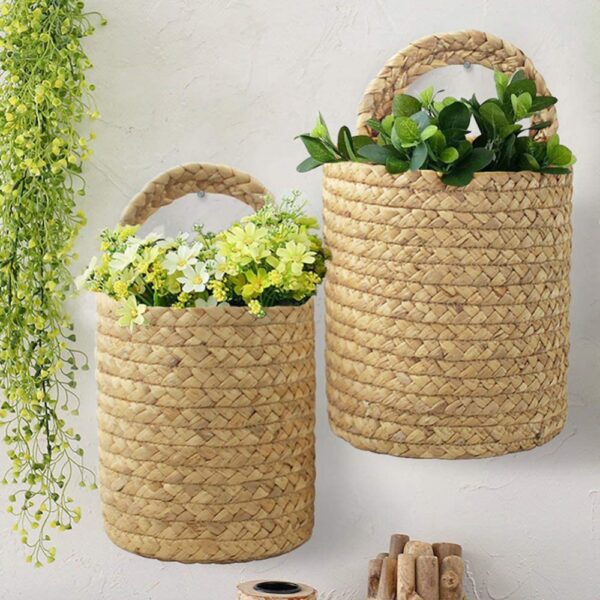 Basket Laundry Seagrass Plant Hanger Flower Pot Baskets For Planters Handmade Belly Rattan Decorative Hanging Pots