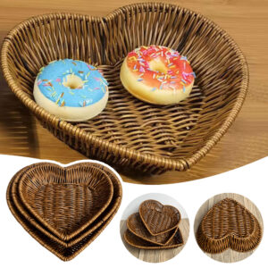 Rattan Fruit Basket Sundry Storage Basket Hand-Woven Storage Box Home Storage Supplies Tabletop Display Rattan Basket