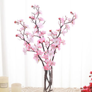 Artificial Plum Flower Silk Petals Spring Winter Garden Potted Plants Wedding Scene DIY Home Bouquet Decoration