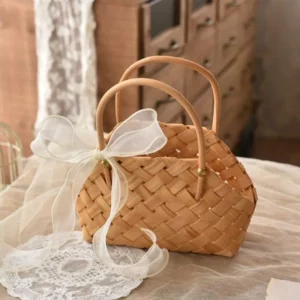 Wood Chip Hand Woven Basket Flowers Basket Wicker Baskets Decorative Fruit Snack Bread Vegetable Basket For Organizing
