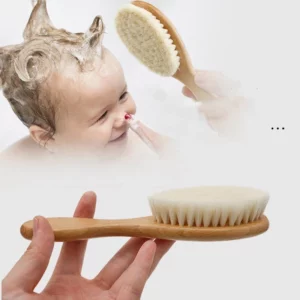 Wooden Hair Comb Natural Wool Comb Hair Brush Infant Head Massager Portable Little Child Accessories for Newborn Baby