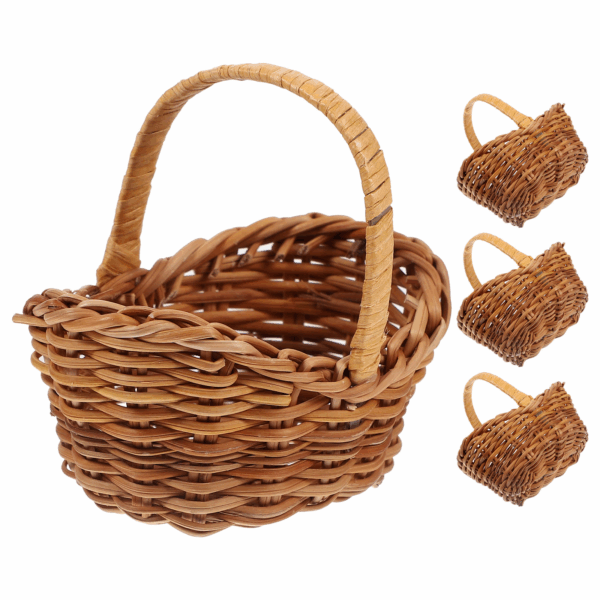 Mini Basket Flower Rattan Baskets Home Decor Miniature Woven Picnic Tiny House Fruit