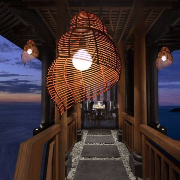 Wicker lamp shades pendant lamp Bar Kitchen Dining room natural lamp Handmade  Bulb rattan bamboo pendant lights