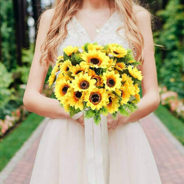 Artificial Sunflower Bouquet Silk Fake Flower DIY Wedding Home Party Festival Decor Gift Centerpieces Living Room