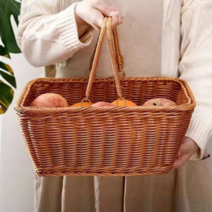 Life Imitation Rattan Woven Picnic Basket Storage Basket Woven Wicker Vine Hyacinth Water Bread Service Box