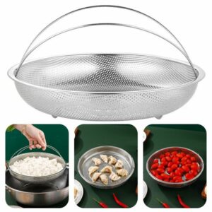 Stainless Steel Steamer Basket Food Basket Round Insert Veggie Steamer Basket Steaming Rack for Vegetable Seafood Bun Fruits