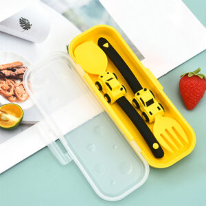 Baby Utensils Spoon Fork Set Kids Racing Cartoon Design Cutlery For Children Tableware Babies Training Feeding