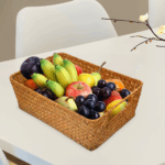 Straw Bread Basket Large Woven Laundry Storage Accessories Box Desktop Fruit Organizing Pantry Wicker Home Supply