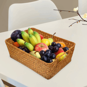 Straw Bread Basket Large Woven Laundry Storage Accessories Box Desktop Fruit Organizing Pantry Wicker Home Supply