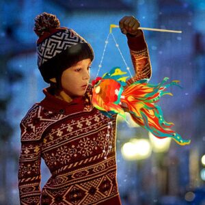 DIY  style New Year Paper Lanterns Chinese Lanterns Kits Fish-Shaped Handmade With Led Light Chinese New Year Lanterns