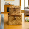 Retro Rattan With Lid Gift Box Seagrass Hand-woven Storage Baskets Desktop Storage Box Companion Gift Basket