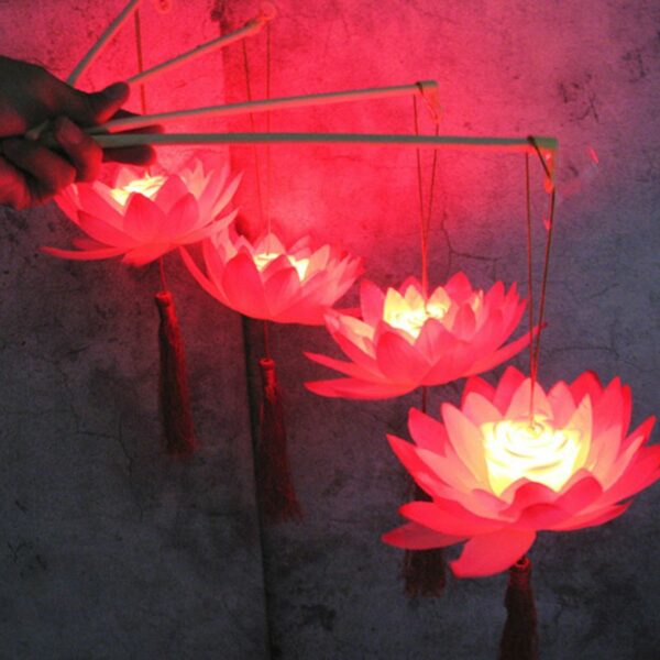 Portable Amazing Blossom Lotus Flower Light Lamp Party Glowing Lanterns For Mid-Autumn Festival Gift Dancing Props