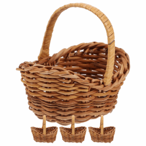 Mini Basket Flower Ornament Miniature Decoration House Accessories Small Storage Decors Rattan Simulation