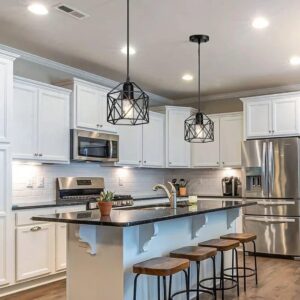 Modern LED Pendant Light Iron Gold Black Minimalist Metal Cage Pendant Lamp Living Room Restaurant Shop Bar Fixture Decoration