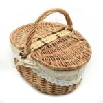Woven Wicker Basket Making English Camping Picnic Basket Tote Basket Shopping Storage Basket With Double Lids Home Decorv