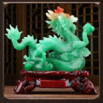 Feng shui Resin Sculpture Loong Home Decor Lucky Statue Office Figurines Imitation jade Craft