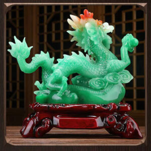 Feng shui Resin Sculpture Loong Home Decor Lucky Statue Office Figurines Imitation jade Craft