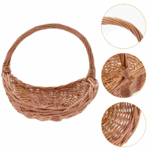 Woven Basket Willow Gift Basket Fruit Picnic Easter Candy Serving Basket Handles Rattan Food Storage Basket Wedding