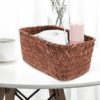 Garbage Can Woven Seaweed Basket Wicker Storage Baskets Rectangular Rattan Toilet Shelves Caramel Orange Food