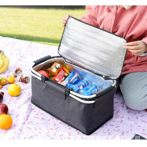 Foldable Picnic Basket Insulation Bag Portable Ice Basket Family Company Outdoor Picnic Bag Insulation Storage Shopping Basket