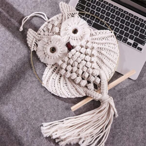 Children's Bedroom Wall Art Animal Pendant Nursery Ornament Woven Owl Macrame Room Decor Handmade Boho
