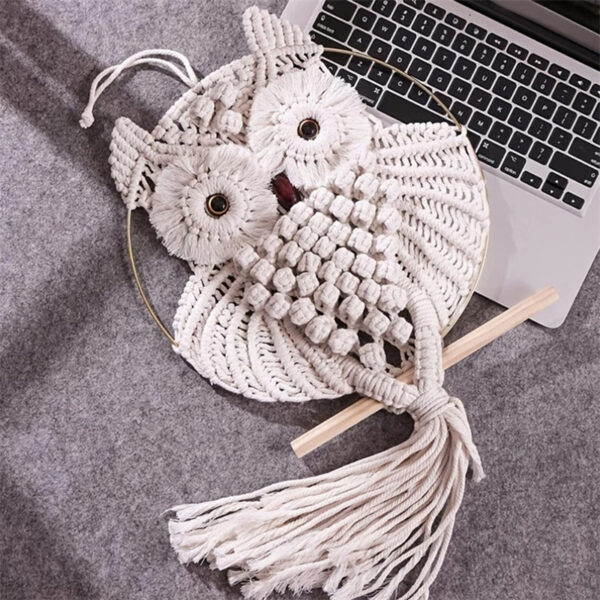 Children's Bedroom Wall Art Animal Pendant Nursery Ornament Woven Owl Macrame Room Decor Handmade Boho