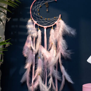 Moon Dream Catcher Feather Wind Chimes Hand-woven Wall Bedroom Hanging Ornaments Birthday Festival Gifts Home Decoration Crafts