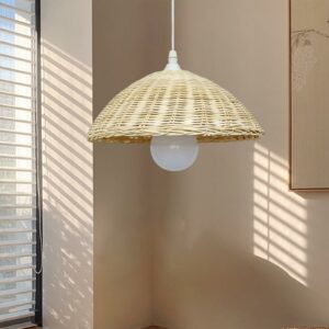 Vintage Bamboo Lamp Shade Home Decorative Replacement Rattan Lamp Shade Pendant Bulb Guard for Table Lamp Bedroom Cafe