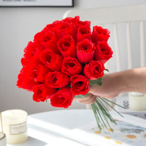 Red Roses Bouquet Vase for Home Decor Garden Wedding Decorative Wreaths Diy Handwork Flower Arrangement Artificial Flowers