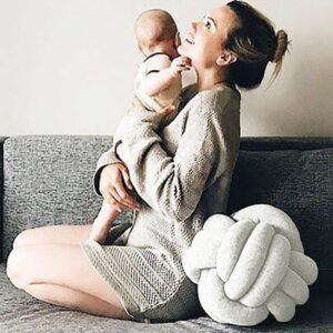 Warm Nordic Style Round Pillow Cushion Velvet Knotted Cushion Solid Baby Rest Sleep Dolls Stuffed Kid  Bedroom Decor