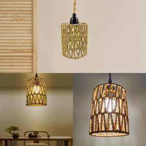 Bohemian Style Handwoven Home Decor Ceiling Lamp Woven Lampshade Rattan Lampshade Pendant Lamp