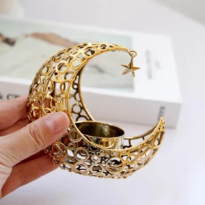 Vintage Moon Holders Ramadan Metal Holderstick Eid Mubarak Decoration Light Luxury Wedding Muslim Party Eid Ornament