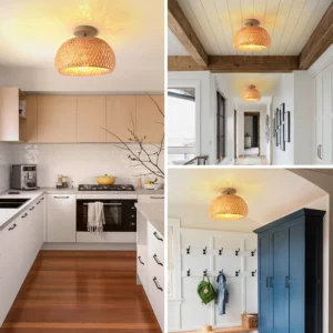 Handmade Vintage Pendant Lamp Bamboo Restaurant Café Chandeliers Wood BaseBulb Lighting Hotel Bedroom Interior Classical
