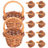 Hanabass Mini Woven Basket Miniature Flower Basket Dollhouse Miniature Flower Basket Small Easter Candy Gift Basket Party Favors
