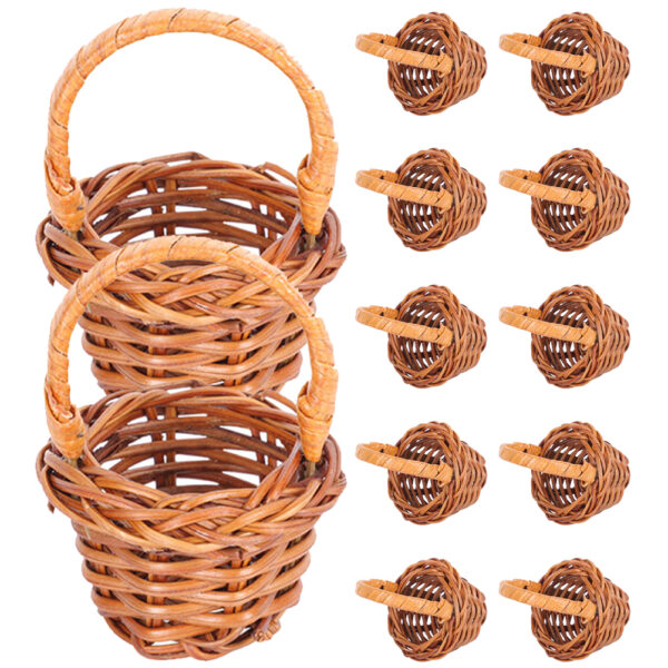 Hanabass Mini Woven Basket Miniature Flower Basket Dollhouse Miniature Flower Basket Small Easter Candy Gift Basket Party Favors