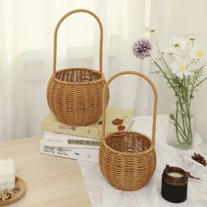 Flower Basket With Handle Woven Plant Basket Flower Storage Basket For Home Wedding Garden Decoration