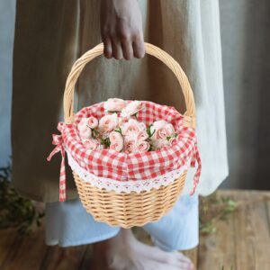 Bread Container Wicker Storage Basket Little Red Riding Hood Bamboo Bride Picnic Bag