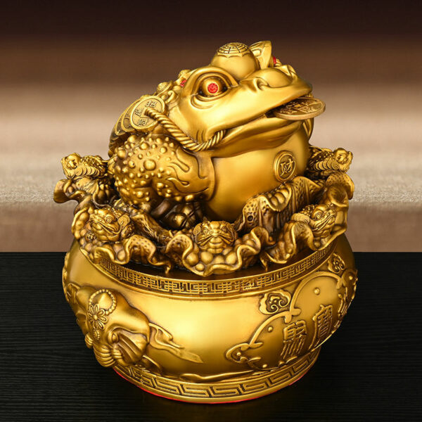 Wealth All Copper Golden Toad Ornament Three Legged Golden Toad Treasure Bowl Hundred Wealth Golden Toad Home Living Ornaments