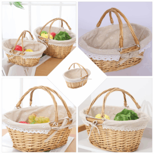 Basket Woven Wicker Flower Picnic Baskets Storage Wedding Girl Willow Handle Easter Handles Vegetable Garden Rustic Decorative