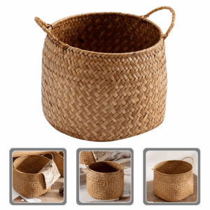 Seagrass Basket Woven Plant Pot Holder Desktop Flower Arrangement Basket Woven Basket